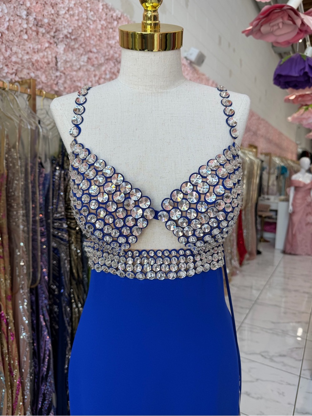 TARIK EDIZ Royal Blue Dress with Crystal Top/Cannes Festival Collection